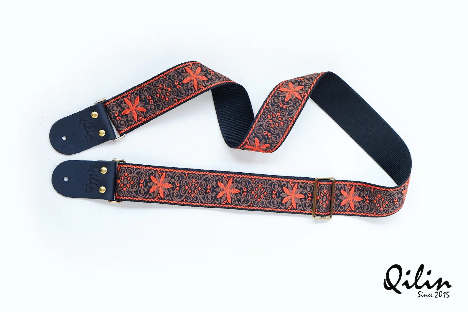 Blossom Orange retro Guitar Strap