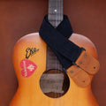 Black Denim Guitar Strap - front view