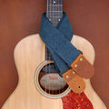 Deep Blue Denim Guitar Strap - front view