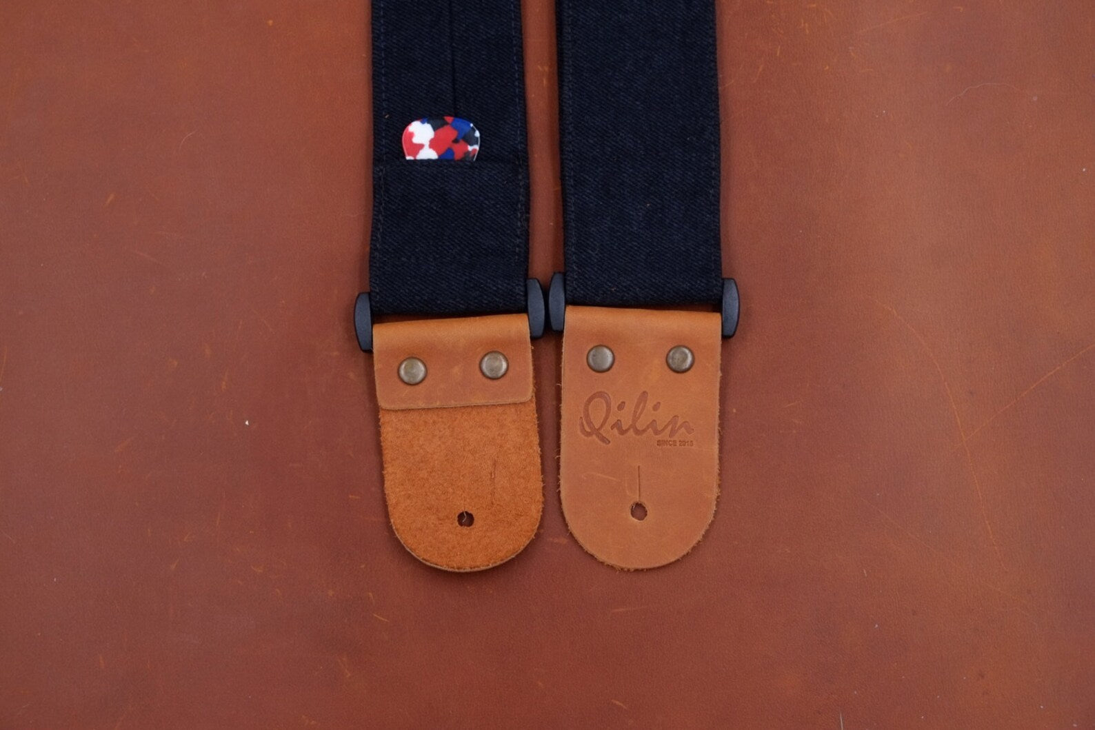 Black Denim Guitar Strap