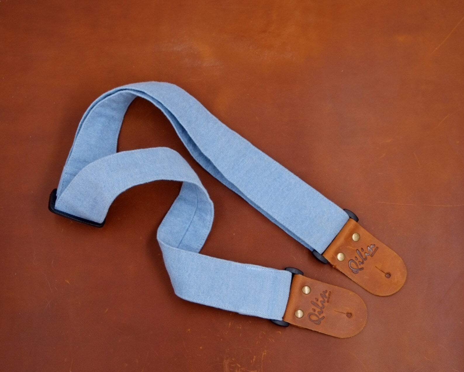 Light Blue Denim Guitar Strap