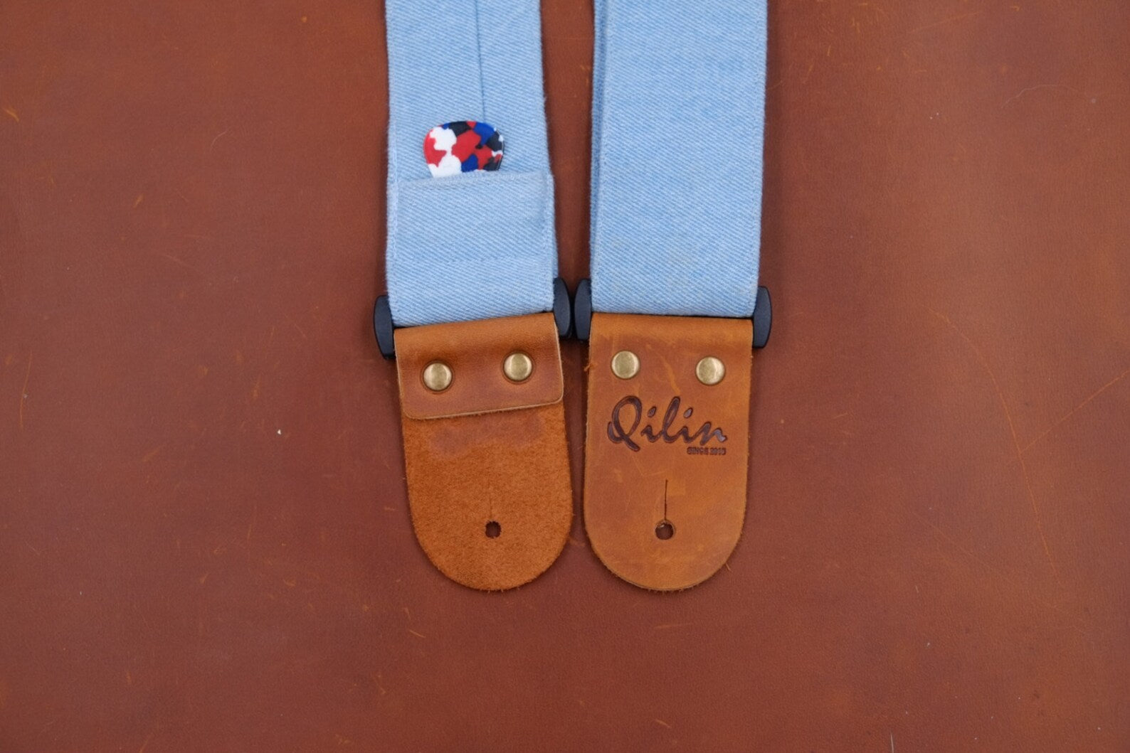 Light Blue Denim Guitar Strap