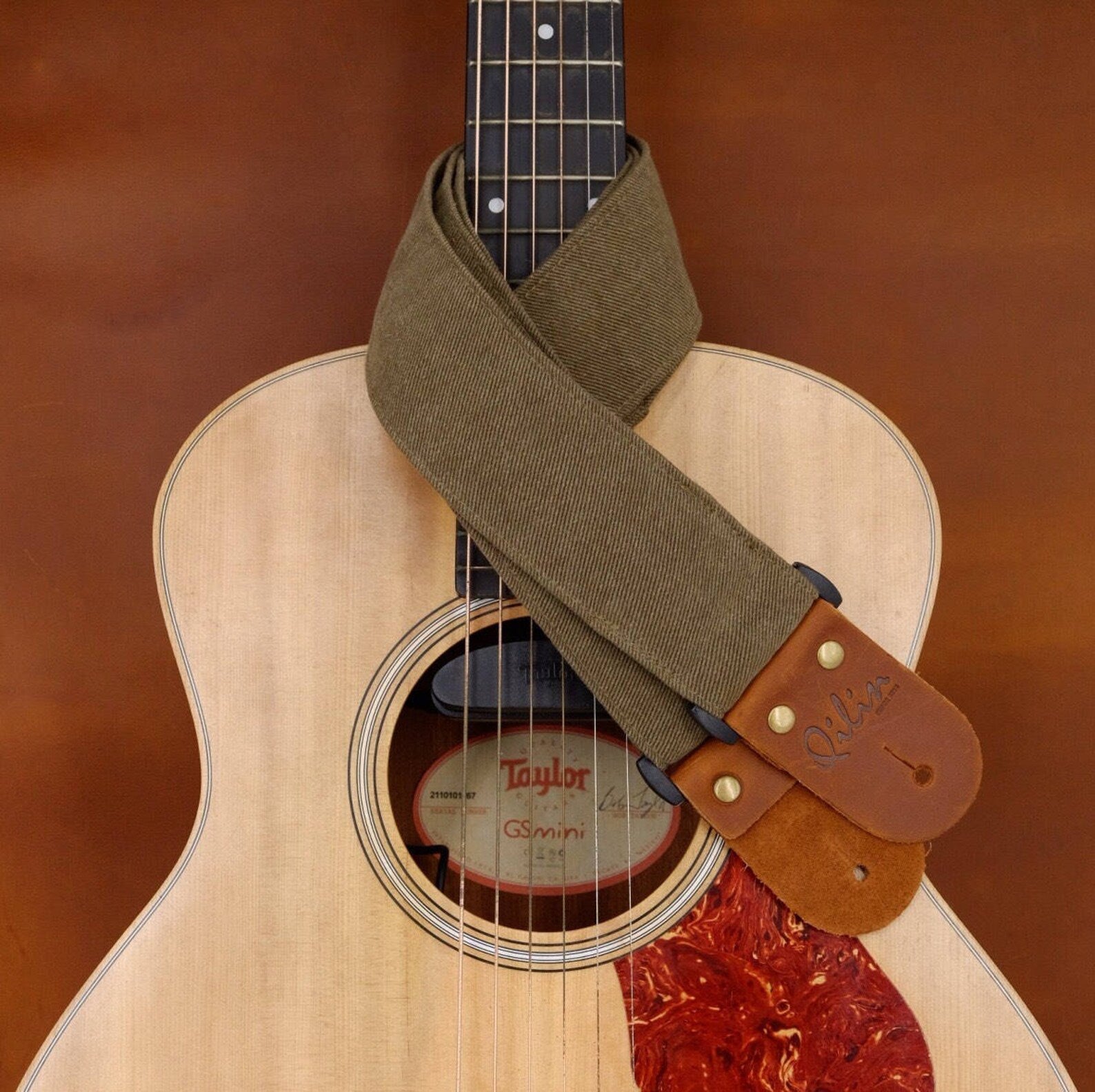 Green Denim Guitar Strap