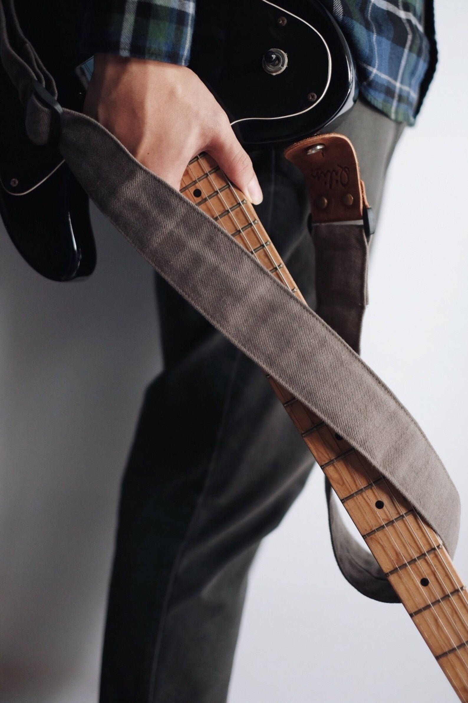 Grey Denim Guitar Strap