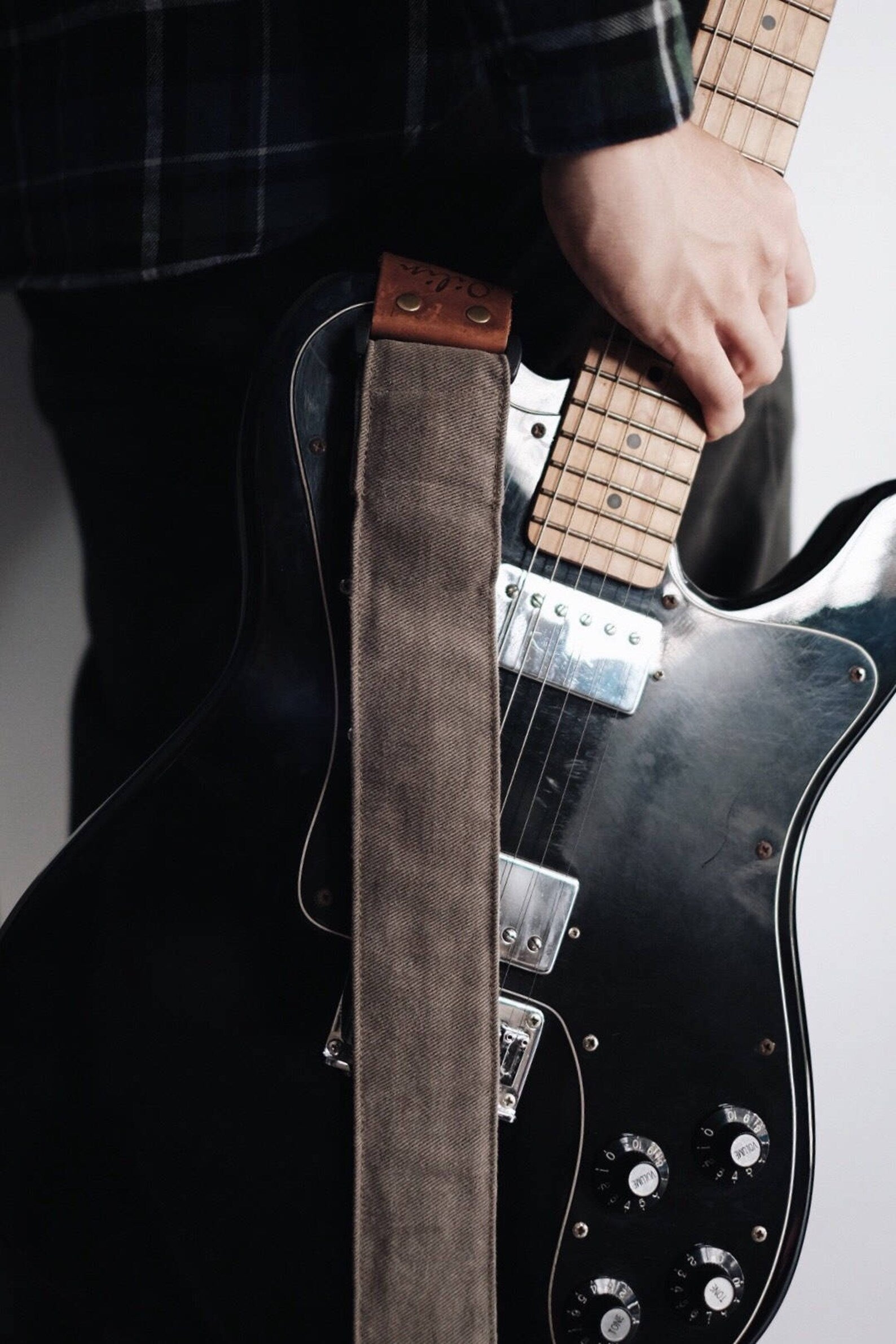 Grey Denim Guitar Strap