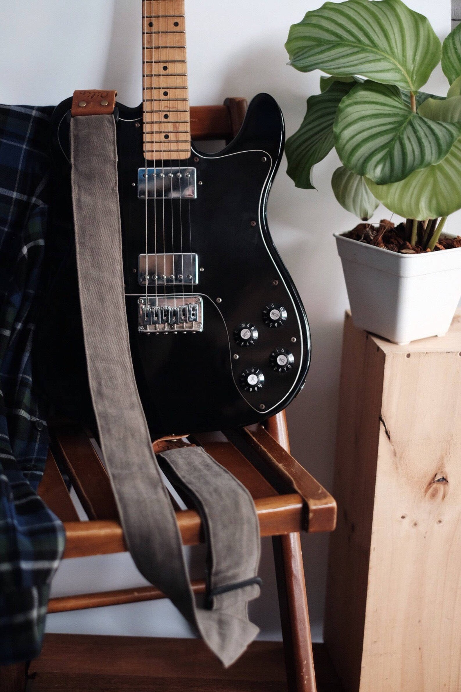 Grey Denim Guitar Strap