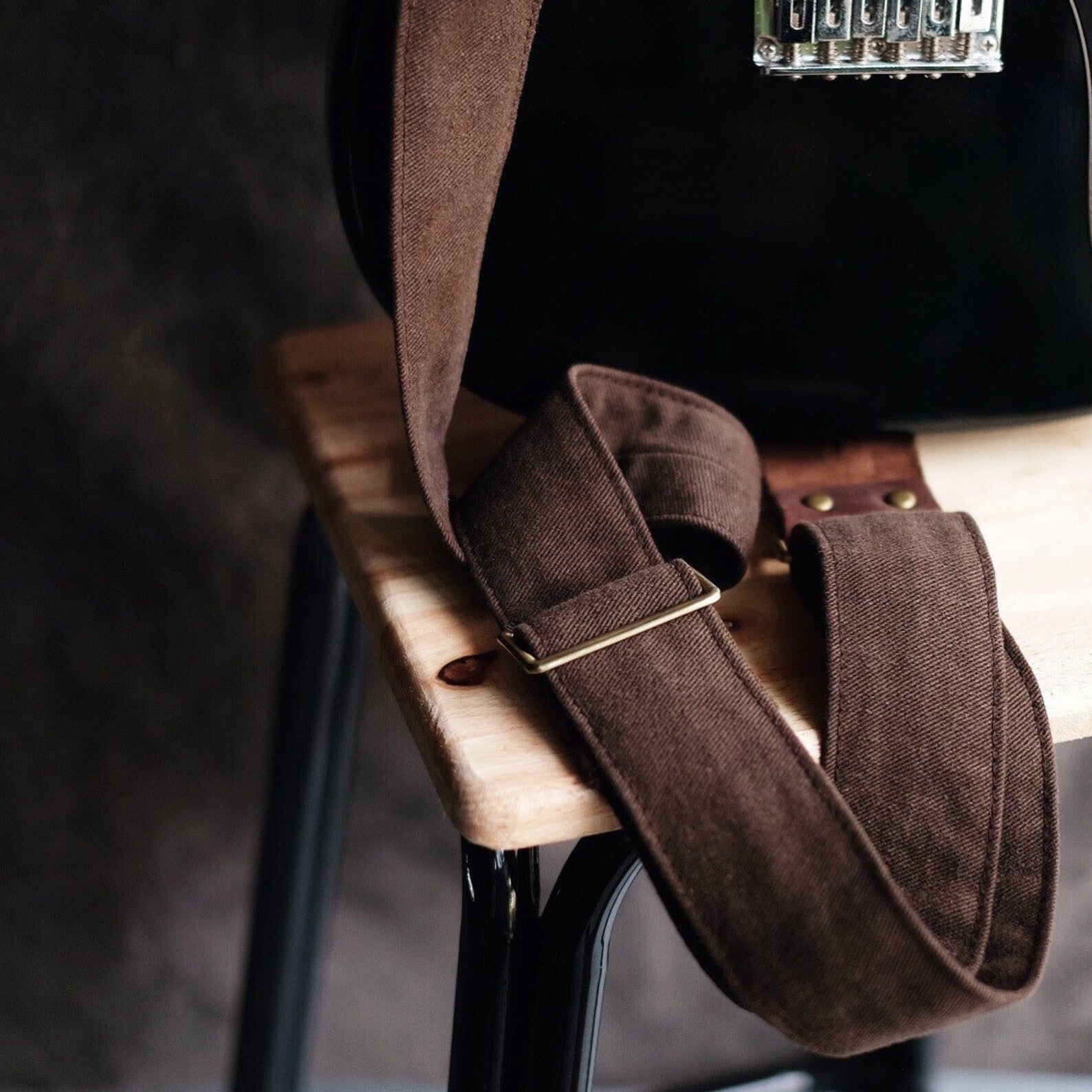 Brown Denim Guitar Strap