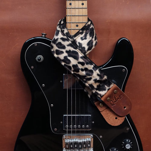 Black Leopard Guitar Strap