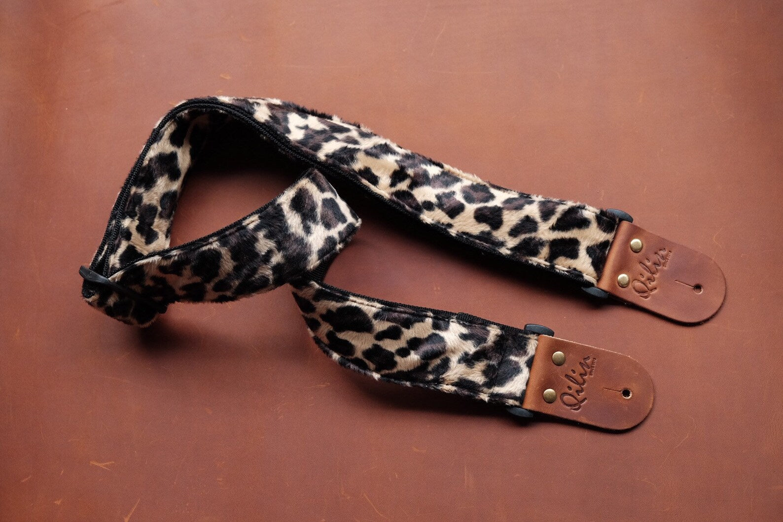 Black Leopard Guitar Strap