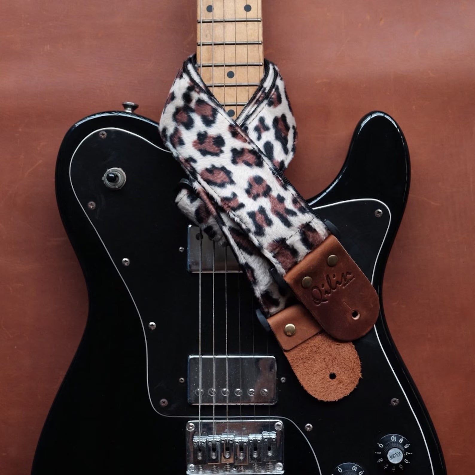 Cream Leopard Guitar Strap
