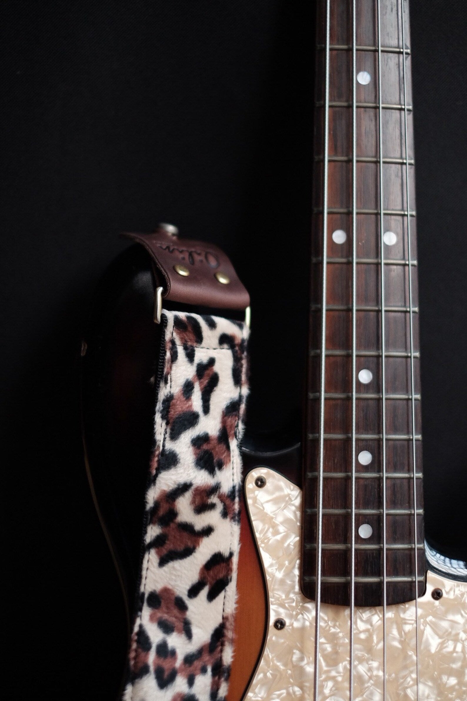 Cream Leopard Guitar Strap