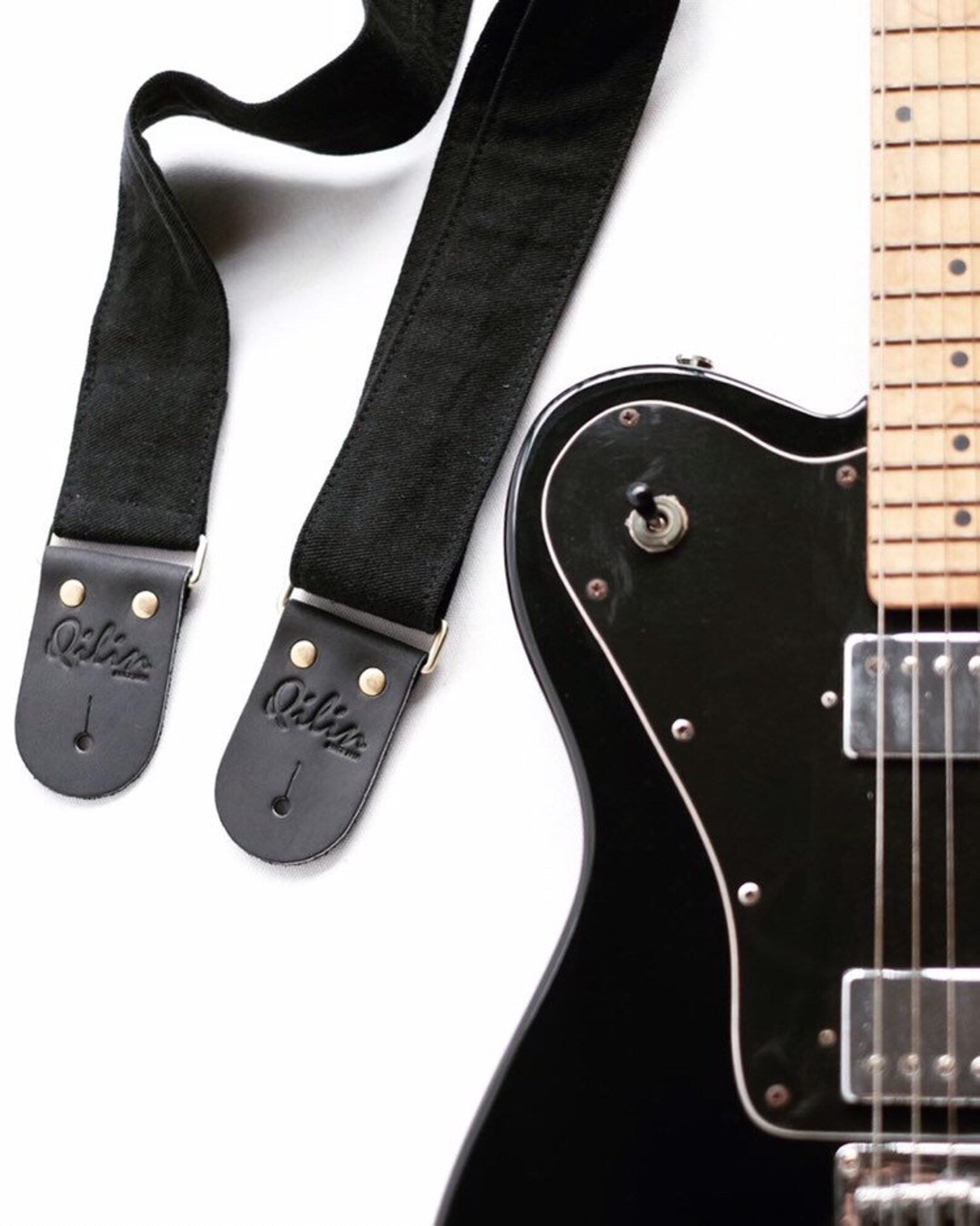 Black Denim Guitar Strap