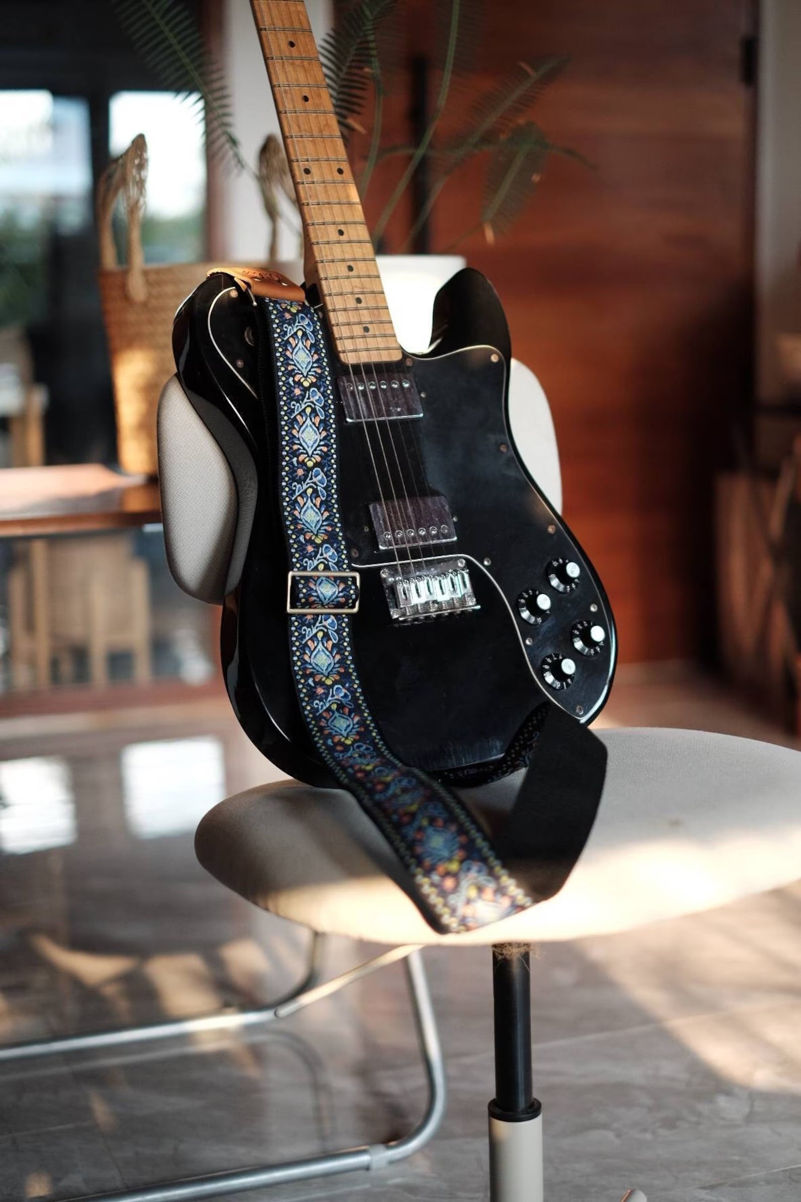 Blue retro Guitar Strap