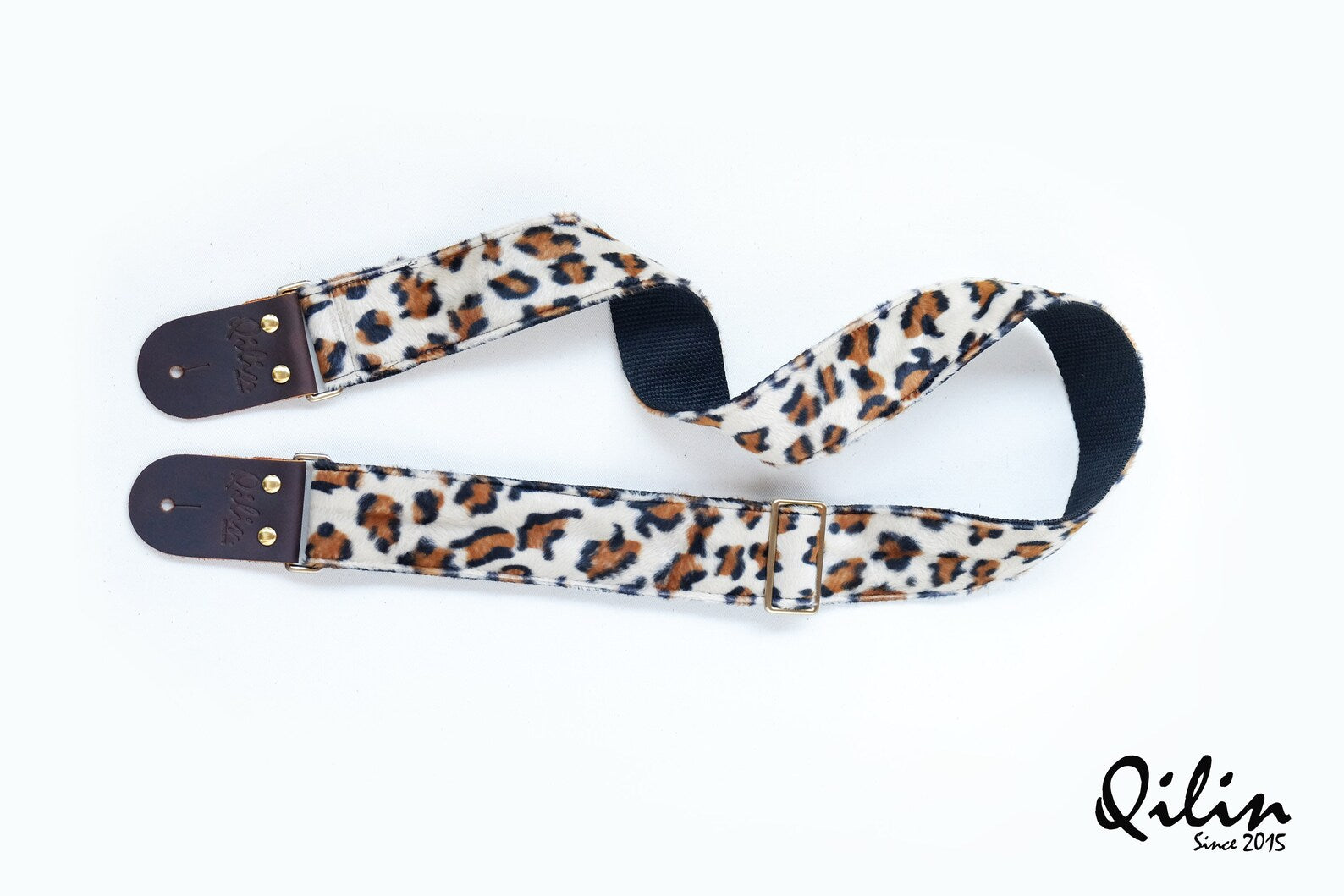 Cream Leopard Guitar Strap