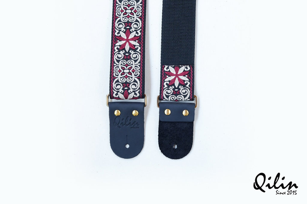 Blossom Red-White retro Guitar Strap