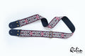 Blossom Red-White retro Guitar Strap - front view