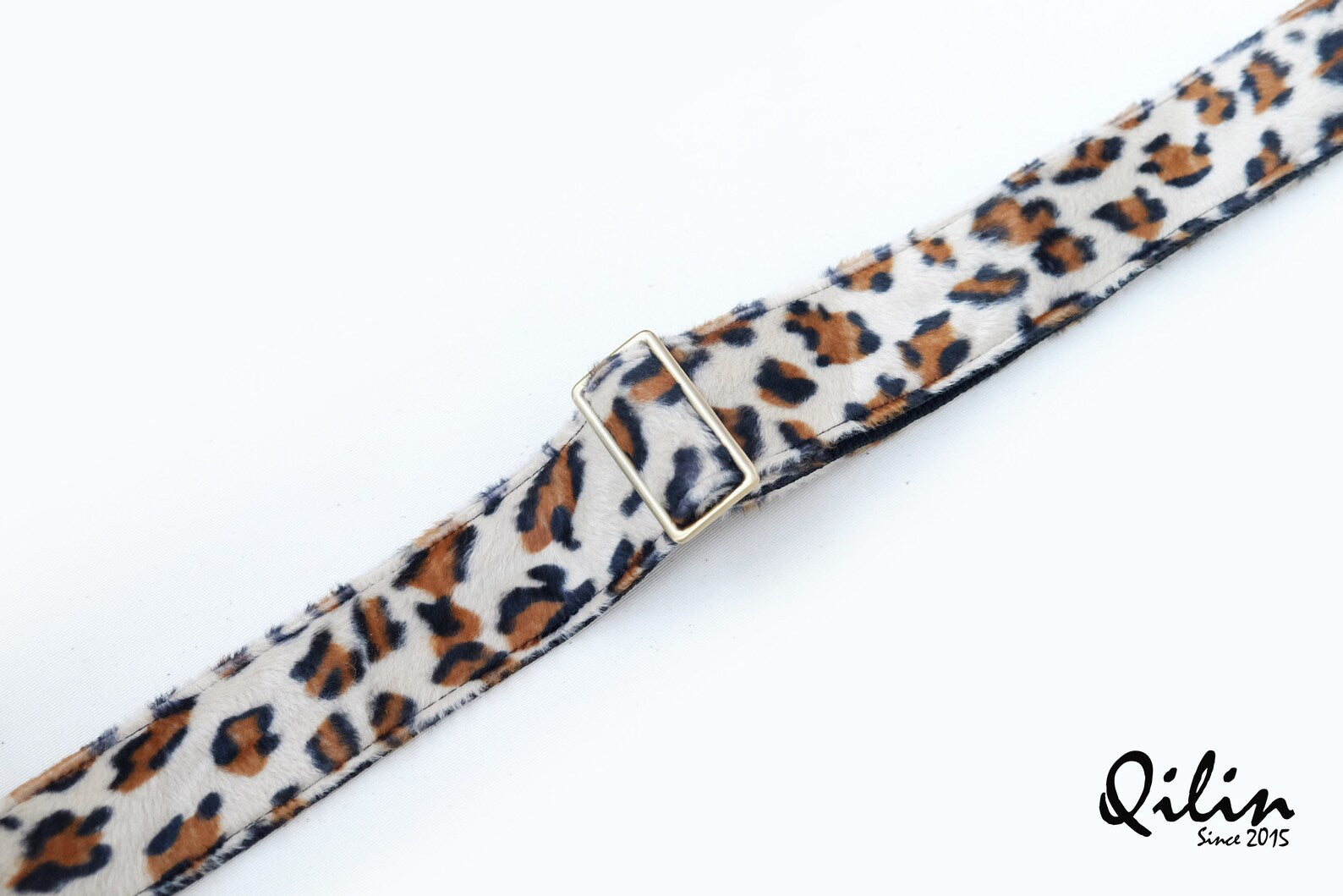 Cream Leopard Guitar Strap