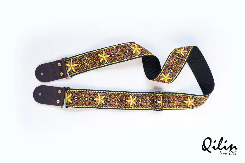 Blossom Yellow retro Guitar Strap