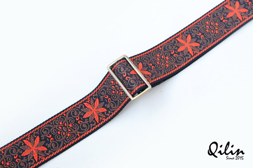 Blossom Orange retro Guitar Strap