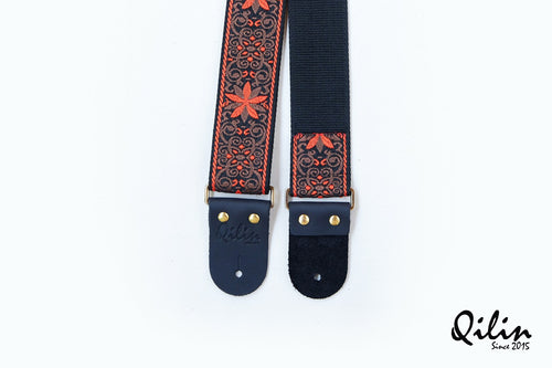Blossom Orange retro Guitar Strap