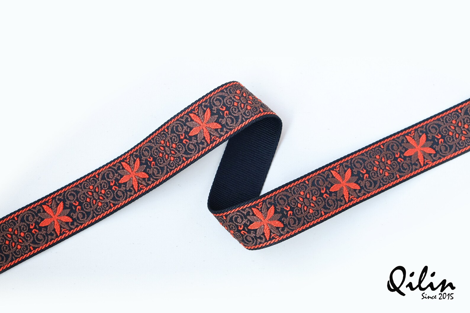 Blossom Orange retro Guitar Strap