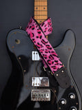 Pink Leopard Guitar Strap - front view